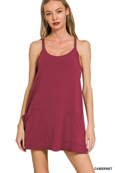 Mini Dress With Built-in Romper Turquoise