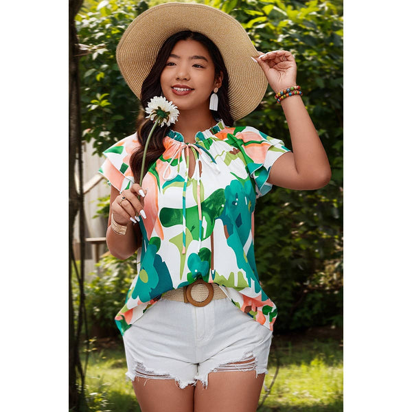 Abstract Peach and Green Top