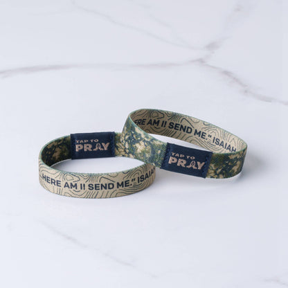 Tap To Pray™ Wristbands - Valor Camo & Isaiah 6:8: Large