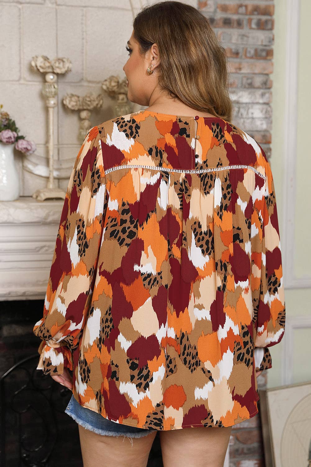 Garnet and Orange Abstract Top*