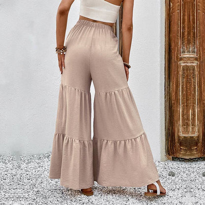 Beige Boho Flowy Trousers