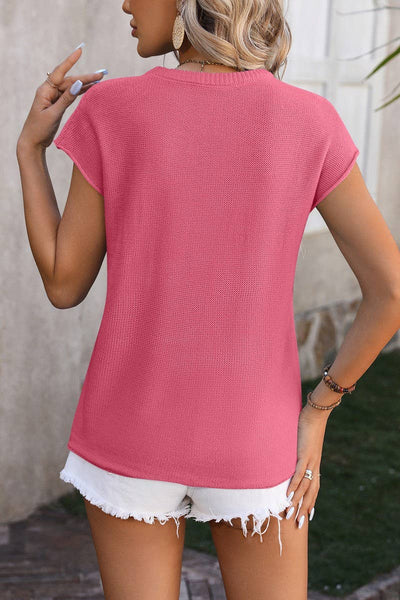 Pink Short Sleeve Sweater