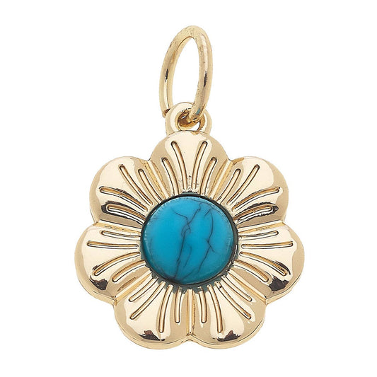 Southwestern Flower Charm in Turquoise