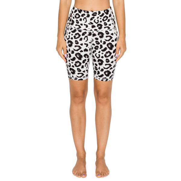 White Printed 8" Biker Shorts