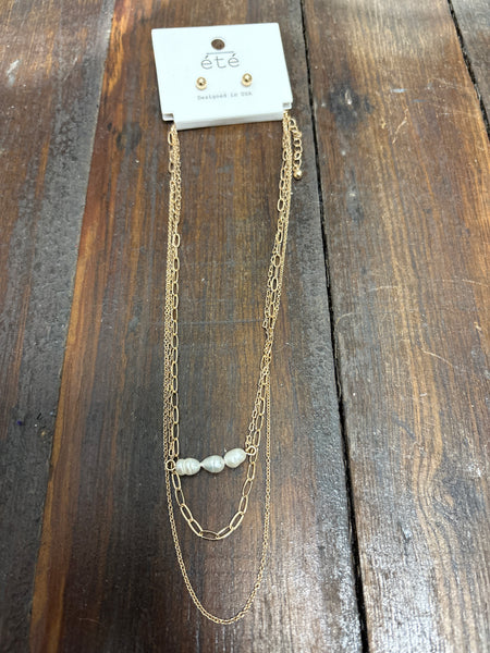 Triple Pearl Layered Necklace