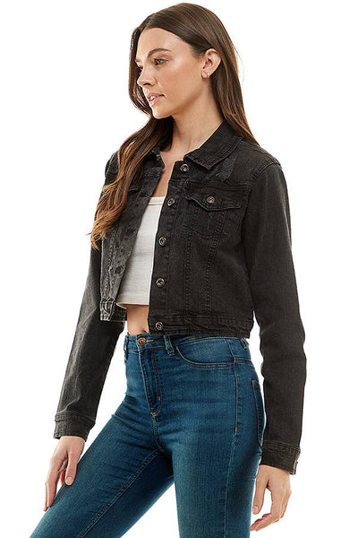 Casual Denim Jacket: BLACK