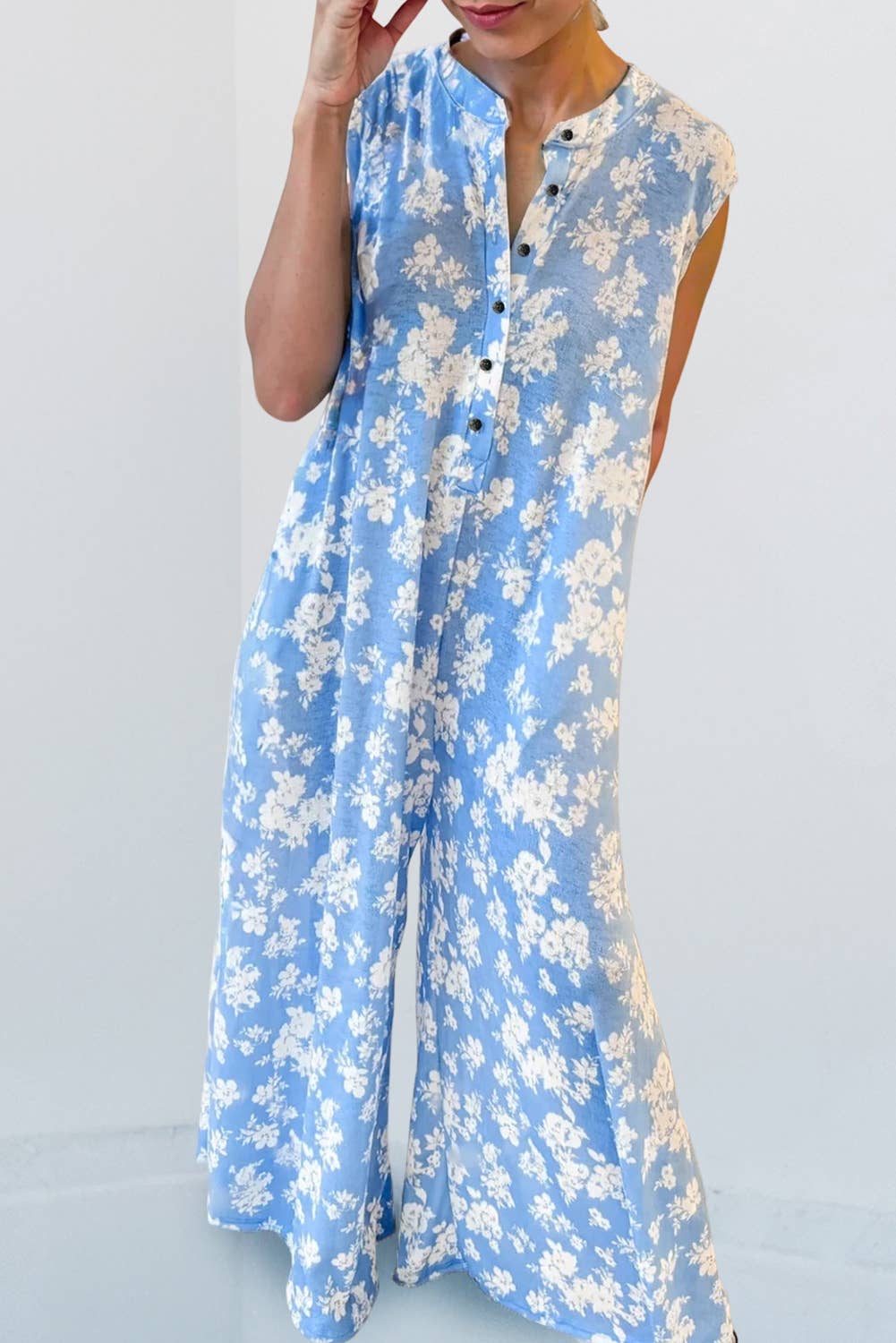 Sky Blue Floral Print Jumper