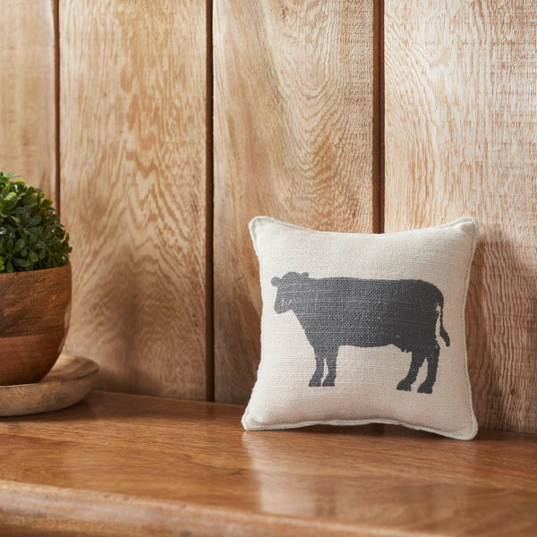 Neutral Farmhouse Cow Silhouette Small Pillow Decor 6x6