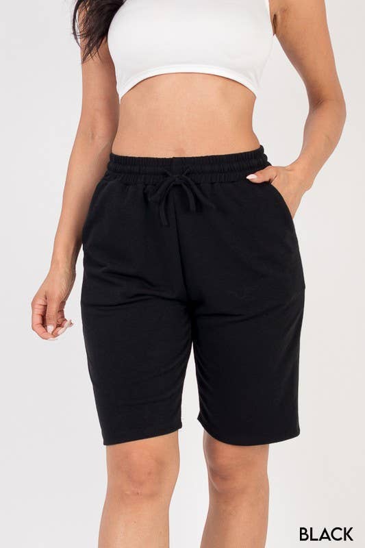 French Terry Bermuda Elastic Waistband Shorts