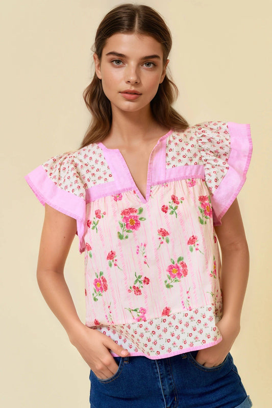 Strawberry Fields Flutter Top