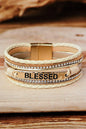 BLESSED Rhinestone Braided Buckle Bracelet
