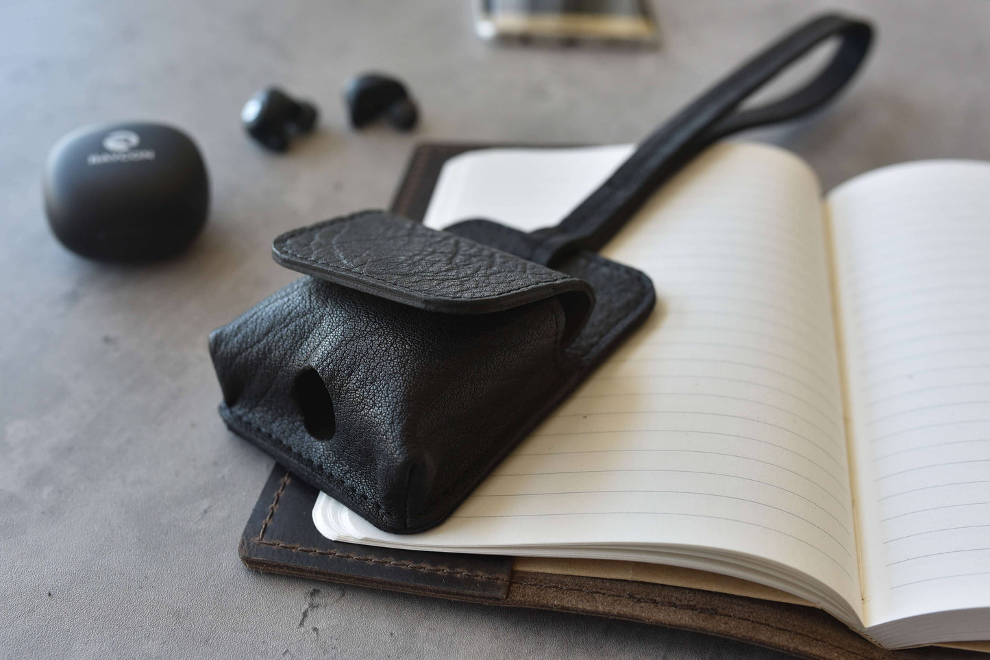 Leather Airpod Holder: Brown