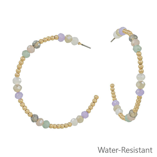 Water Resistant Gold Beaded with Light Multi Crystals