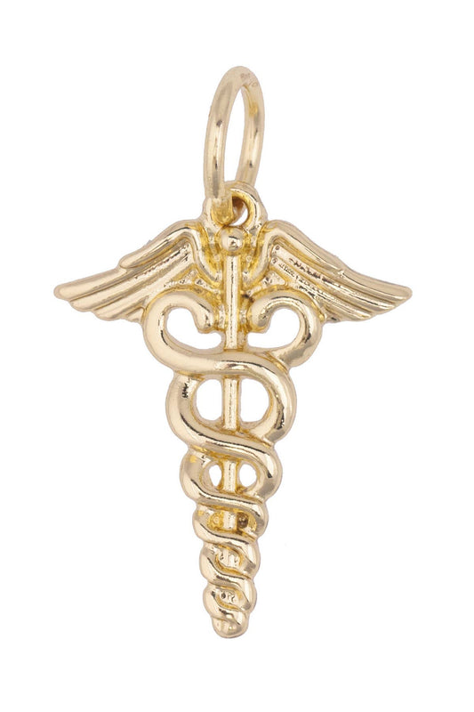 Caduceus Charm in Shiny Gold