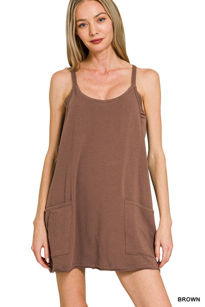 Mini Dress With Built-in Romper Turquoise