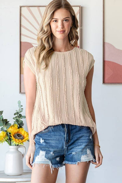 Textured Cap Sleeve Top Sage