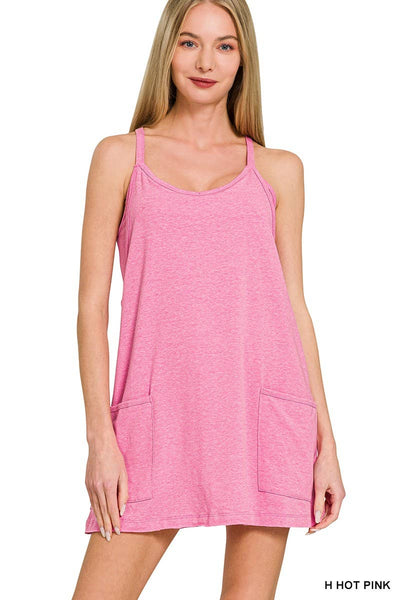 Mini Dress With Built-in Romper Turquoise
