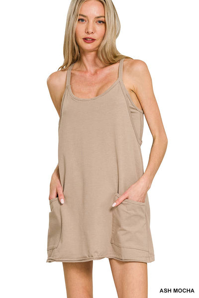 Mini Dress With Built-in Romper Turquoise