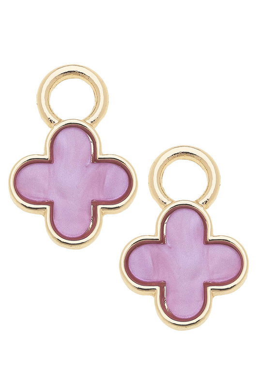 Lavender Enamel Clover Huggie Charm