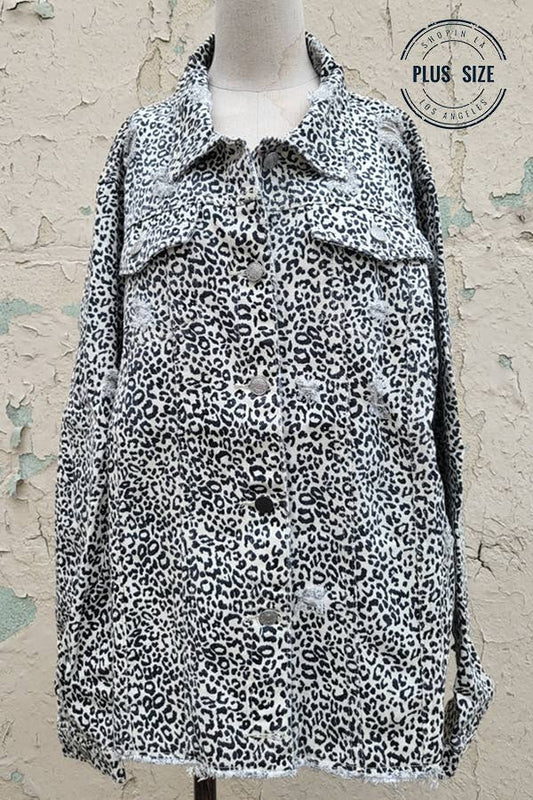 Distressed White Leopard Jacket