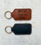 Leather Rectangle Keychain: Navy