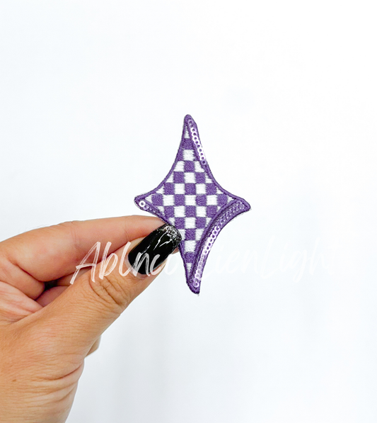 Purple checkered diamond star patch