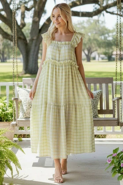 Gingham Tiered Maxi Dress