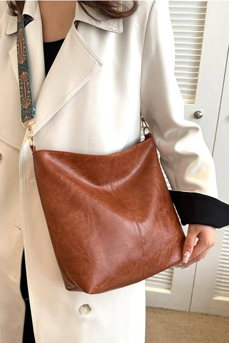 Retro Pattern Strap Vegan Leather Crossbody