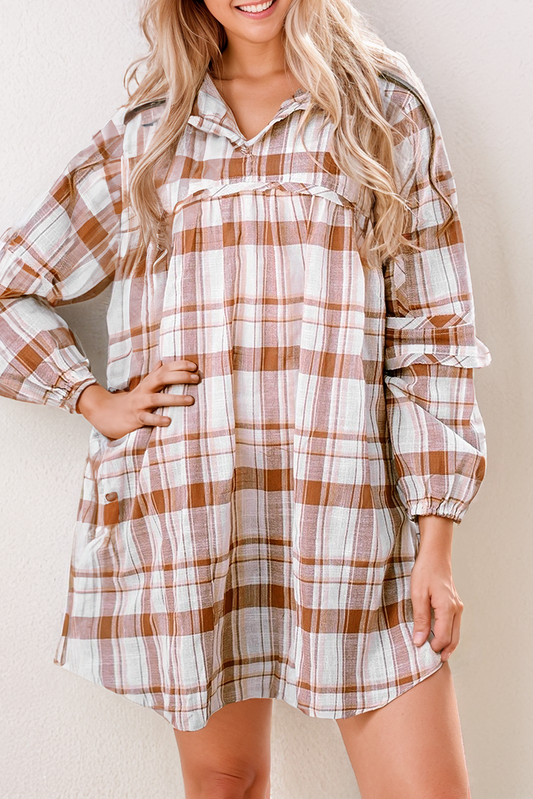 Brown Plaid Tunic Dress