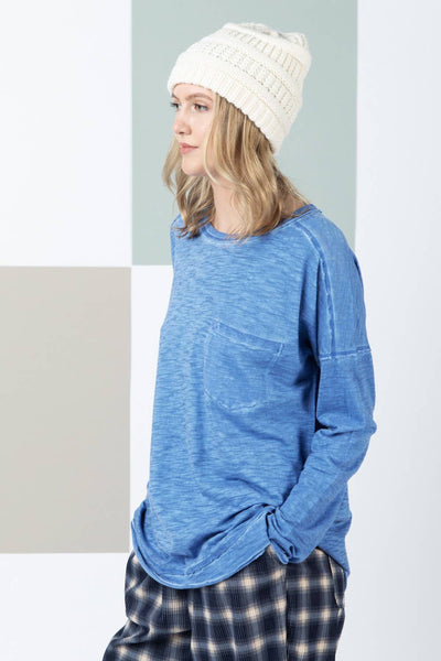 Denim Raw Edge Detail Washed Top