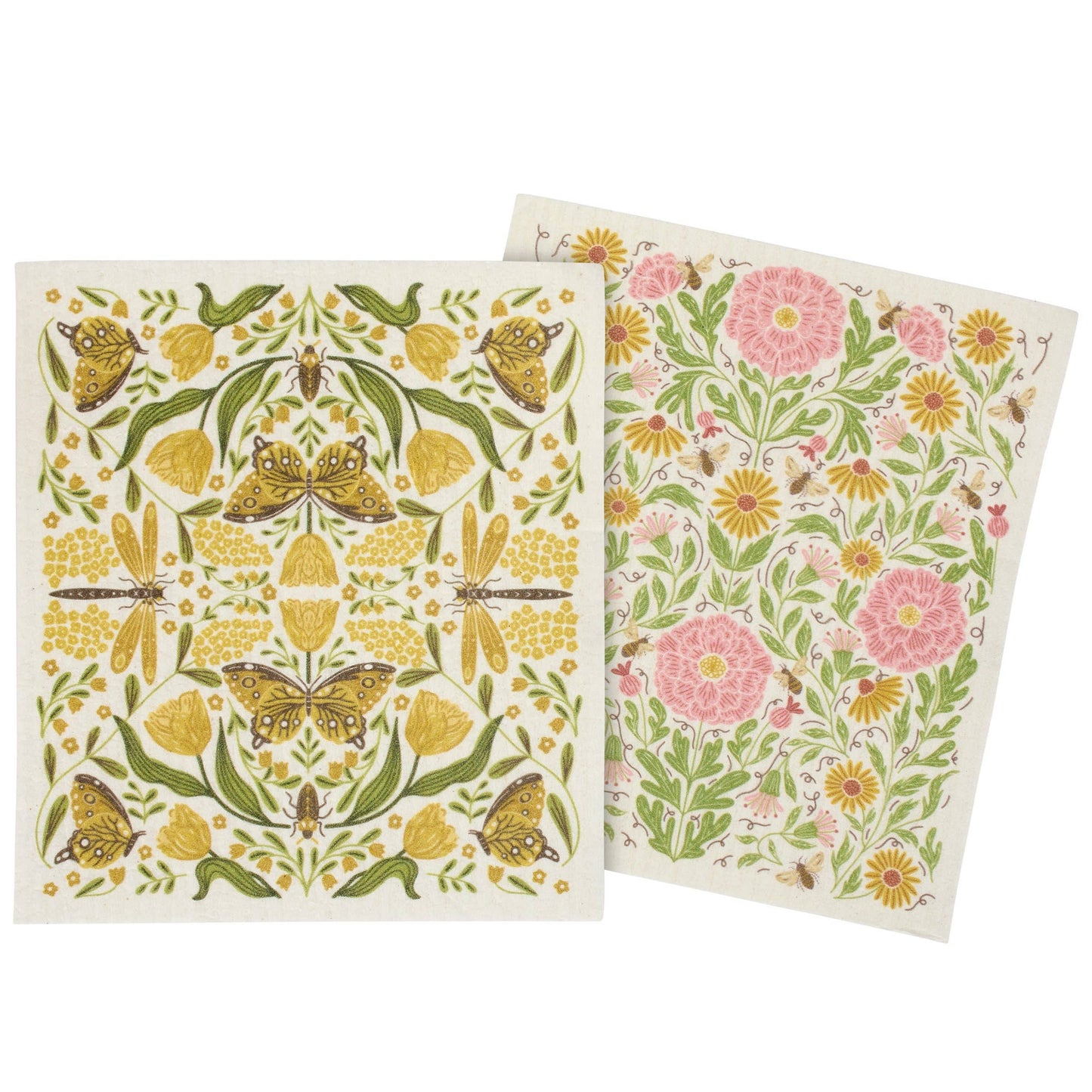 Dragonfly Folk Art Swedish Dishcloth Set