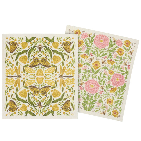 Dragonfly Folk Art Swedish Dishcloth Set