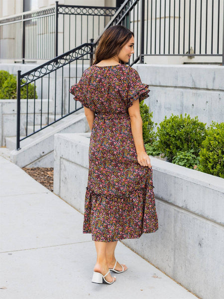 Blue Floral Belted Whitney Dress