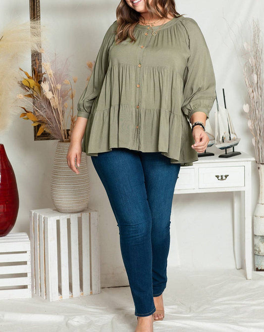 Olive Ruffled Tunic