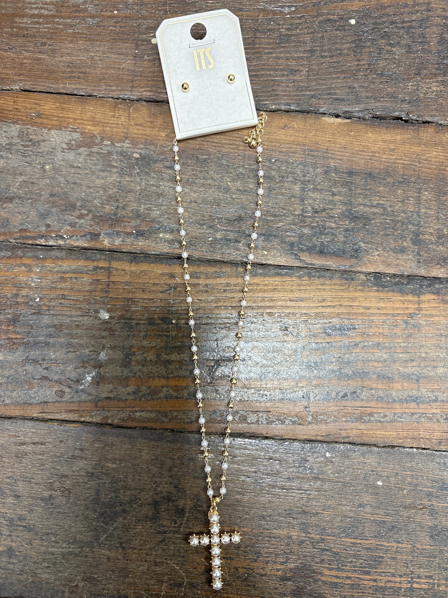 Pearl Design Cross Necklace