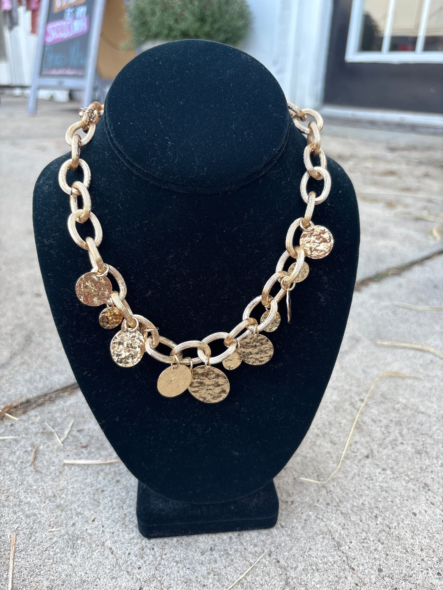 Chunky Oval Link Coin Necklace