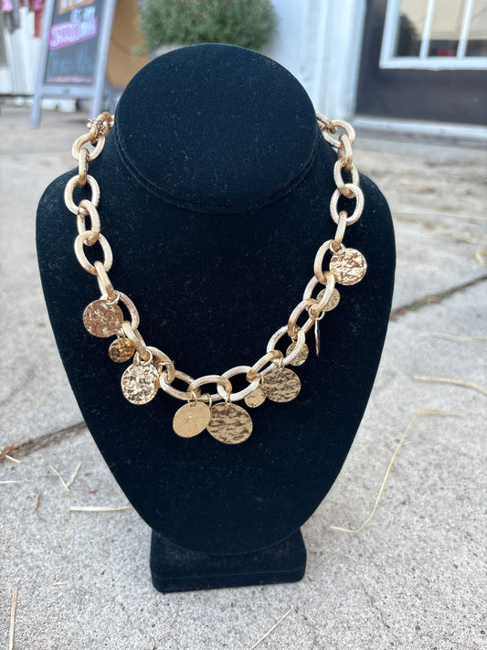 Chunky Oval Link Coin Necklace