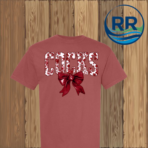 Cocks Maroon Floral Comfort Colors T-Shirt