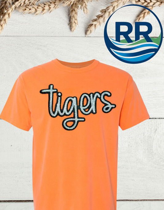 Tigers Sequin Comfort Colors T-Shirt Orange