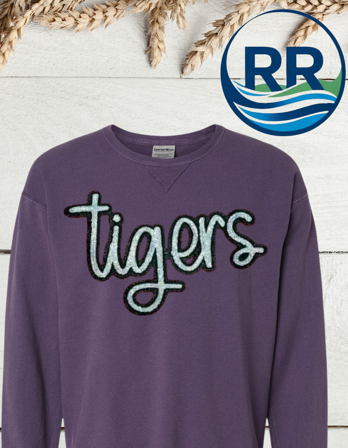 Tigers Sequin ComfortWash Crewneck Purple