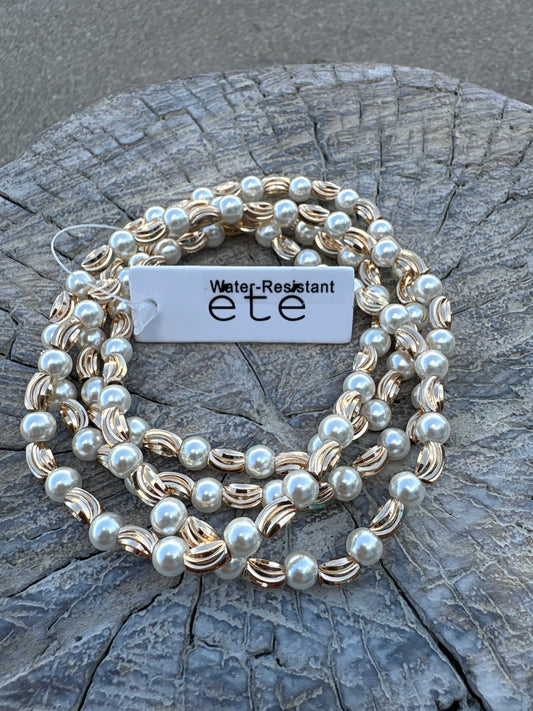 Gold Egg and Pearl Bracelet Set