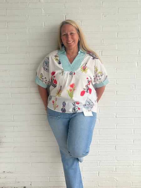 Collared Floral Top