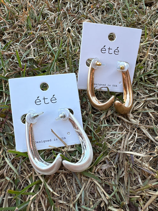 Brushed Metal Elongated Hoop