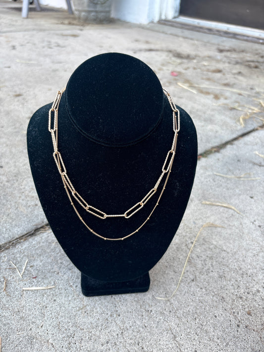 Double Layer Paperclip Chain Necklace