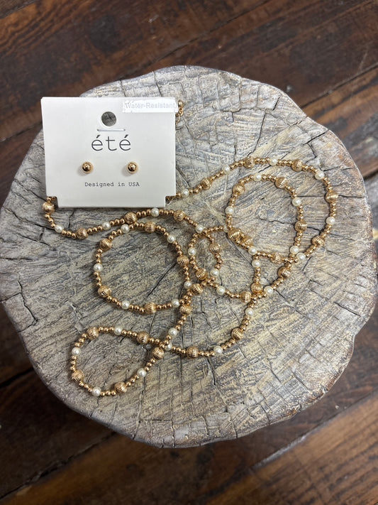 32" Gold Bead and Pearl Necklace