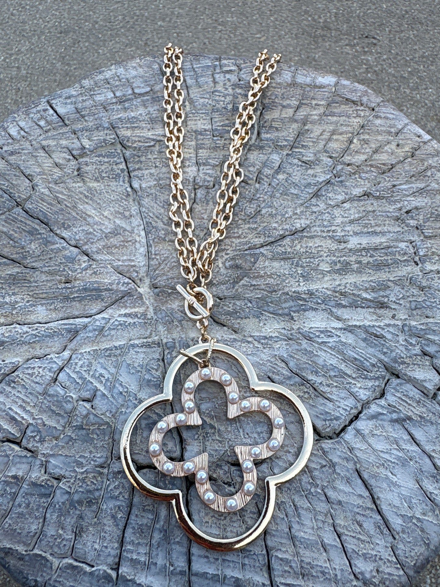Long Clover Pendant Necklace
