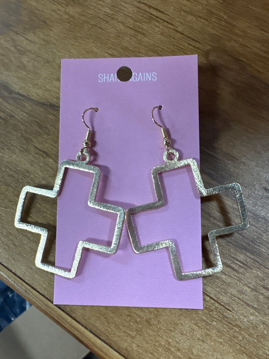 Gold Cross Dangle Earrings