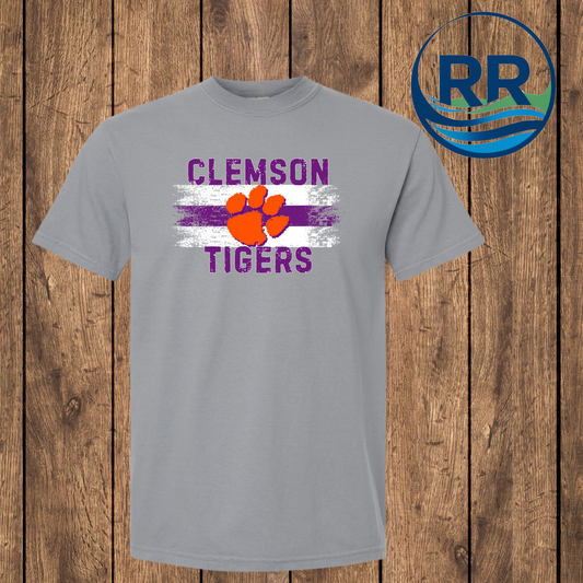 Distressed Clemson Comfort Color T, Granite