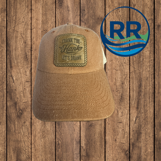 Crank The Hank Cowhide Patch Cap, Orange/ Stone