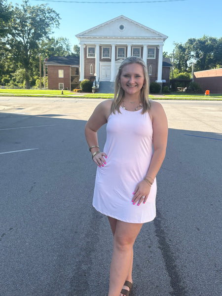 Solid Tank Dress with Athletic Shorts